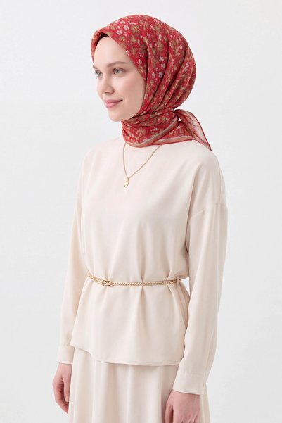 Silk Home Mini Floral Desen Soft Pamuk Eşarp
