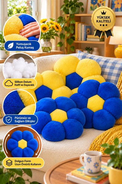 Pabtex 4-Piece Fan Plush Daisy Pillow Set – Bring Team Spirit to Your Decor