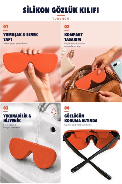 long way Premium silikonska zaštitna futrola za naočare, narandžasta.