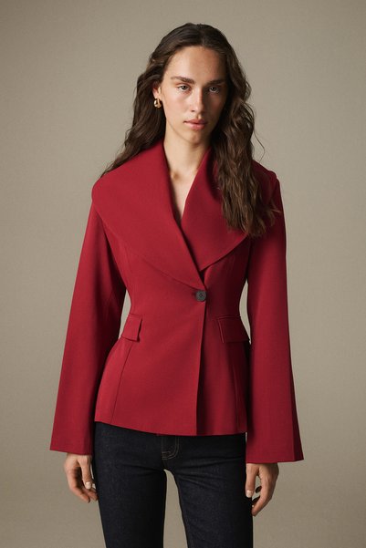VATKALI Shawl Collar Double-Breasted Blazer Jacket