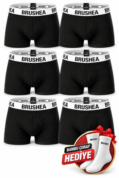 BRUSHEA Premium Men's Boxer Brief 6-Pack – Cotton-Stretch Fabric, Elastic Wai...