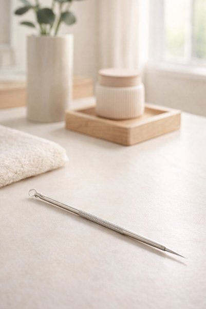 Comerivo Instrument metalic pentru curatare puncte negre fata, 2 capete, 12 cm