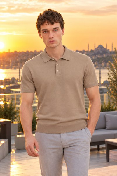 AJ X GF Premium Men's Knitwear Polo Neck T-Shirt Giuliano
