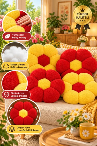 Pabtex 4’lü Taraftar Peluş Papatya Yastık Seti – Takım Ruhunu Dekora Taşıyın