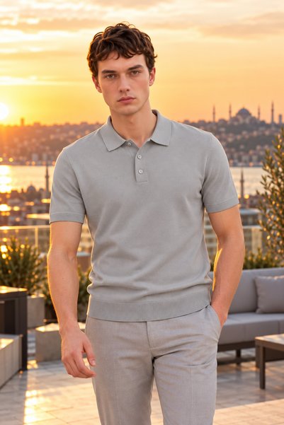 AJ X GF Premium Men's Knitwear Polo Neck T-Shirt Giuliano