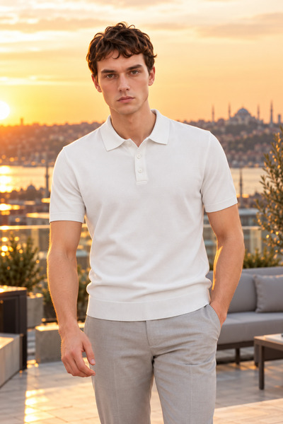 AJ X GF Premium Men's Knitwear Polo Neck T-Shirt Giuliano