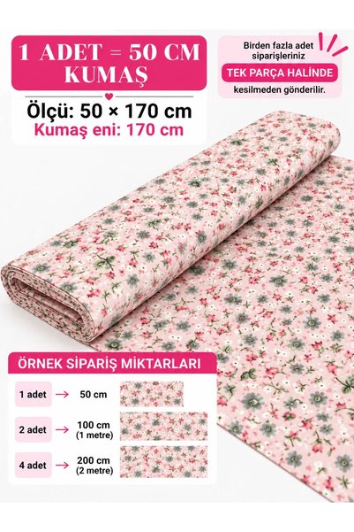 Zümra Baby %100 Pamuk Desenli Poplin Kumaş - Çiçekli - (50×170cm)
