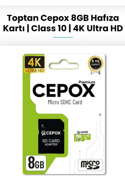 CEPOX CS-8 Premium 8 GB Micro SDHC Memory Card | 4K Ultra HD