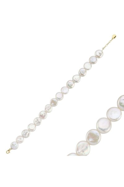 birinci 1926 14 Ayar Altın 12 mm Para İnci Bileklik