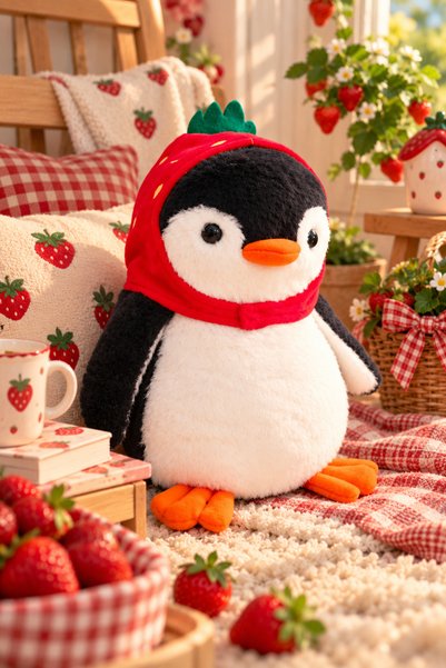 Mellito Çilek Pingu Uyku Arkadasi Ve Siyah Sevimli Penguen Pelus Oyuncak Yastık