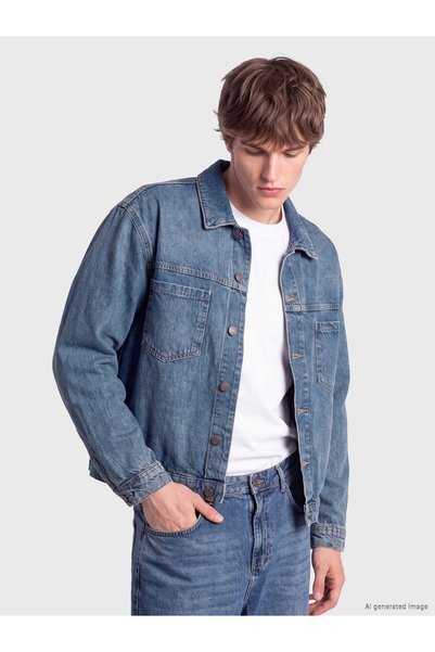 LC Waikiki Peak New Season Indigo relaxed fit men's denim jacket