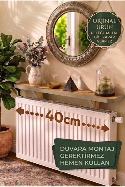 Tooall Kalorifer Üstü Ahşap Raf 40x16 cm Petek Üzeri Dekoratif Tamamlayıcı Dr...
