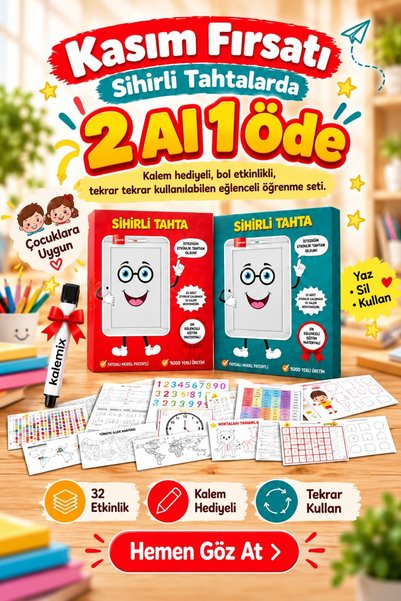 Akıllı Kağıt Sihirli Tahta Yaz Sil Özellikli 32 Adet Etkinlikli 28 X 37 Cm