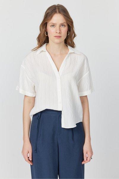 PAULMARK Women's Striped Short Sleeve Shirt