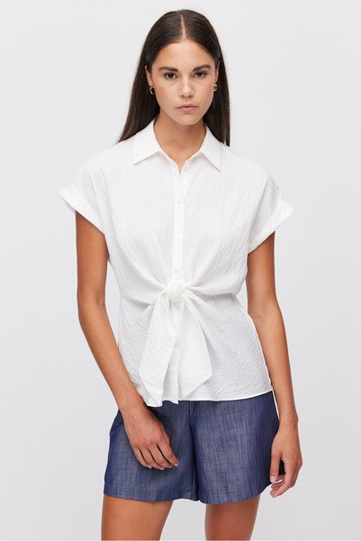 PAULMARK Women's Front Tie Detailed Shirt