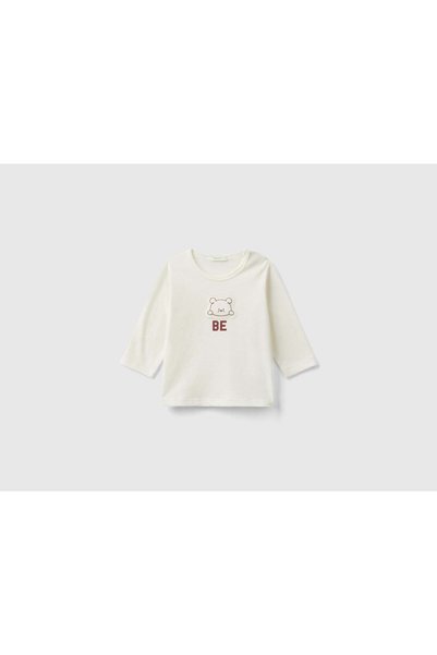 United Colors of Benetton 100% Organic Cotton Long Sleeve T-Shirt with Badge ...