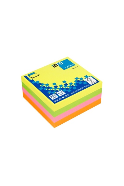 INFO NOTES Cub de notițe adezive 75 x 75 mm 320 de coli multicolor strălucitor