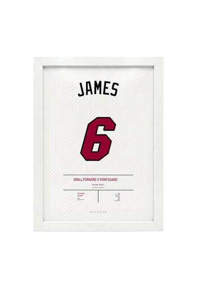 KAYNOCK Lebron James Miami Heat, Basketbol, Nba Poster Tablo Beyaz Çerçeve