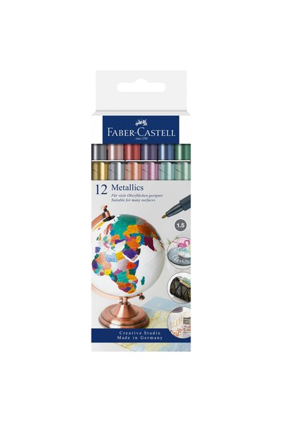 Faber Castell ΜΕΤΑΛΛΙΚΟ ΣΕΤ ΜΑΡΚΑΔΟΡΩΝ 12 ΤΕΜΑΧΙΩΝ