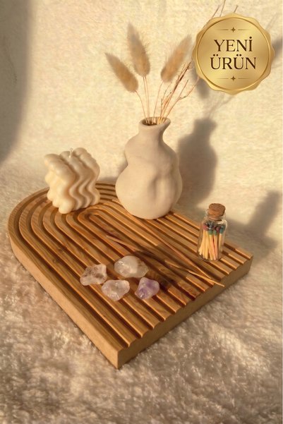 Wooden Factory صينية خشبية بنقشة قوس قزح، مقاس 24 × 33 سم، مزخرفة ومنحوتة، تس...