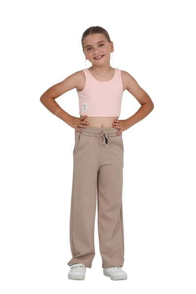 ERDEM KIDS Kız Çocuk Beli Lastikli Kordonlu Geniş Bol Paça Palazzo Burgu Okul...