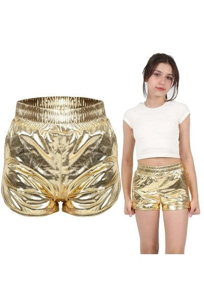 ERDEM KIDS Детски шорти за момичета – металически блестящи, искрящи, за бяган...
