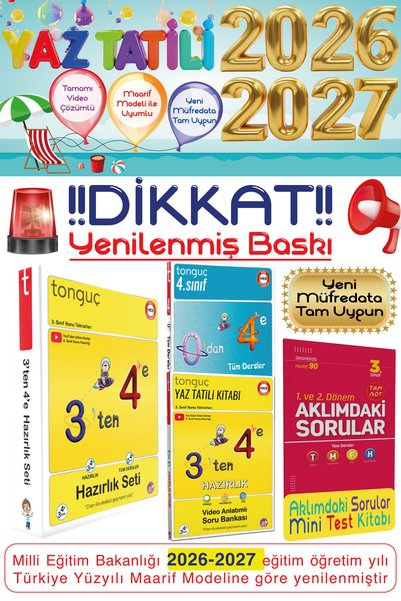 Tonguç Yayınları 3. Sınıf 3'ten 4'e Hazırlık Seti 0'dan 4'e Konu Anlatımlı Tü...