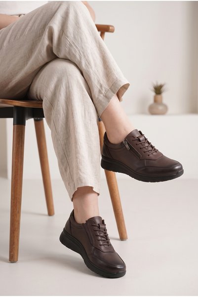 MERVESTORE Women's Side Zipper Lace Detailed Orthopedic Sole Casual Shoes Com...