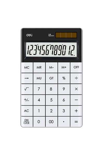 Deli Calculator Desktop 12 Digits Modern White Deli
