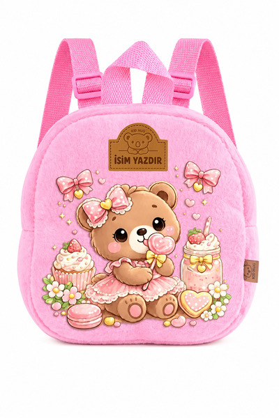 KidHug [İSİM YAZDIR] İsimli Baskılı Pembe Kız Çocuk Çanta Çocuk Sırt Çantası ...