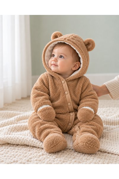 KEY KIDS Welsoft Peluş Ayıcık Bebek Kışlık Premium Kozmonot Uyku Tulumu Astro...