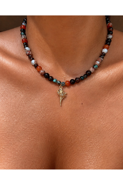Arsaley Collection Sea Snail Charm Mixed Color Summer Beads Women's Necklace