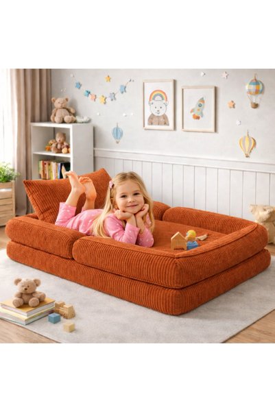 puffiber Premıum Modüler Çocuk Yatağı 80x160 cm –Oyun Minderi, Yer Yatağı Fit...