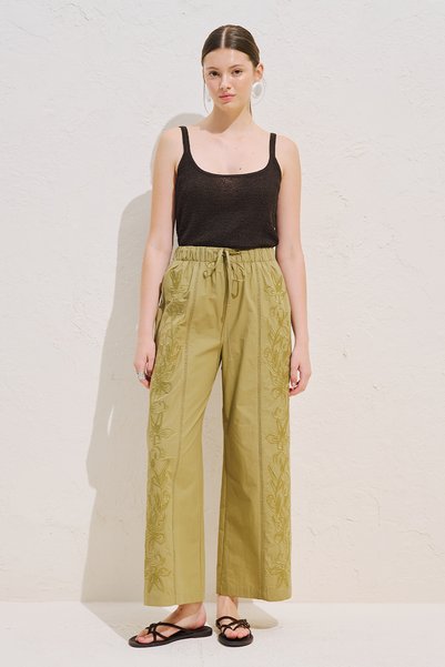 Manuka Embroidered Limited Pants Khaki
