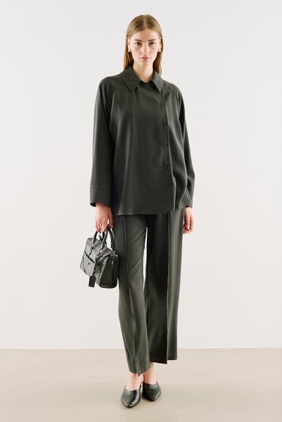 Manuka Comfortable Straight Cut Pants Anthracite