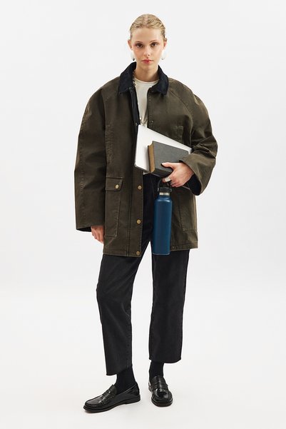 Manuka OVERSIZE KONTRAST YAKALI PARKA BOZ GRİ