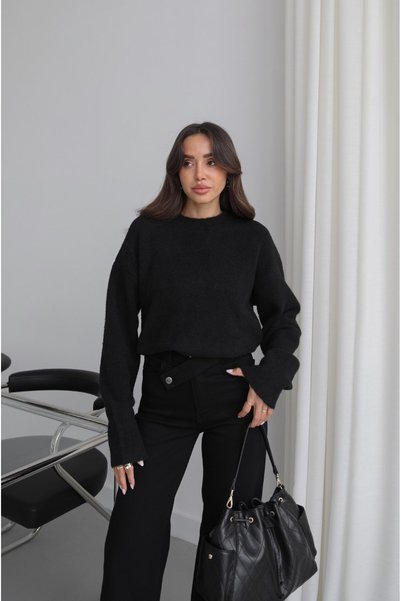 Havoş Black Nara Crew Neck Soft Sweater