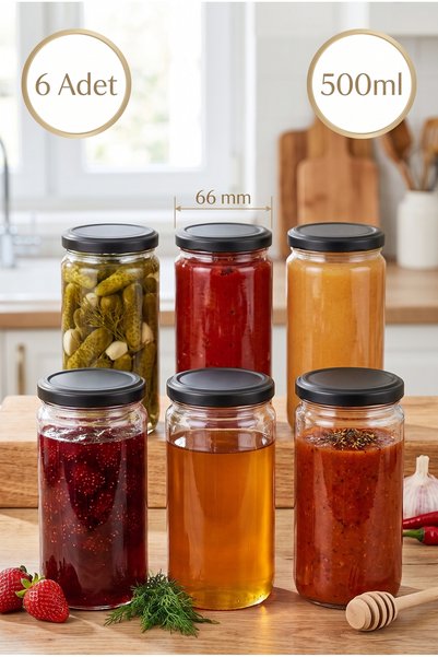 Milea 6Pcs 500ml Healthy Glass Sauce Jam Marmalade Jar Storage Container