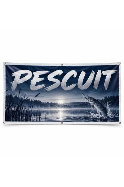 ShopPrint Banner pescuit – model panoramic, 100x50 cm, frontlit cu tiv și capse