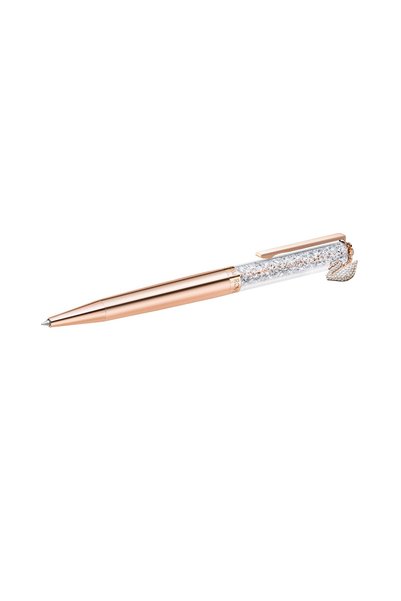 Swarovski Crystalline Tükenmez Kalem, Kuğu, Rose Altın tonu, Pembe altın reng...