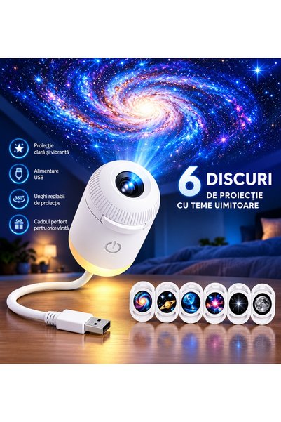 DEEBCO Lumină de noapte cu proiecție galactică: Proiector de stele USB cu lum...