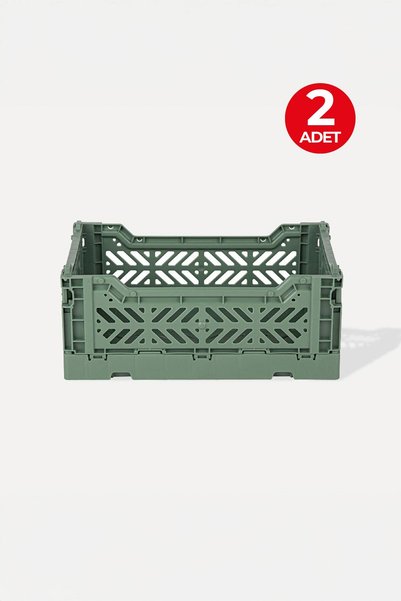 Aykasa 2 Adet - Minibox Almond Green Katlanabilir Kasa 261710