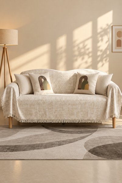 Bellevia Modern Desenli Koltuk Örtüsü 180x300 cm Kolçak Örten Çekyat ve Kanep...