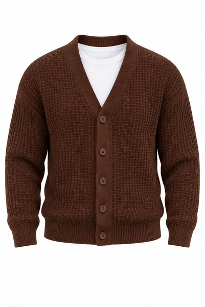 Valiberta Nopenli Gestrickter Anti-Peeling-Garn-Cardigan mit Knöpfen für Herr...