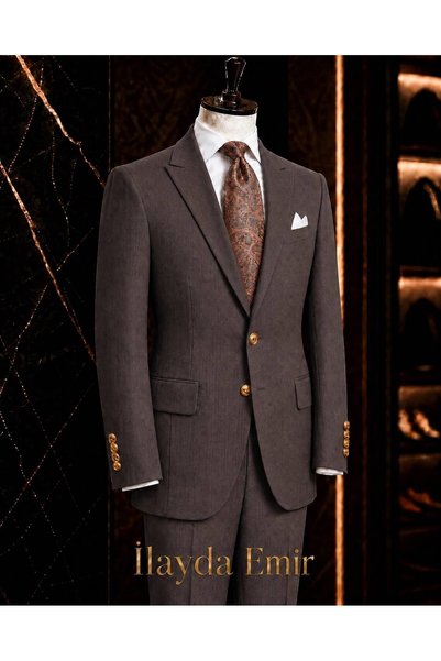 ilayda emir Men's Suit Slim Fit Pinstripe Classic Groom Suit Jacket Pants