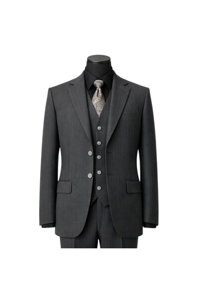 ilayda emir Antrasit Gri , Çizgili, Yelekli, Kırlangıç Yaka, Slim Fit, Blazer...