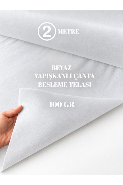 seyranat 2 Metre Yapışkanlı 100 Gr Beyaz Çanta Cüzdan Telası Sıkıştırılmış Elyaf Yün Dolgu Besleme Telası