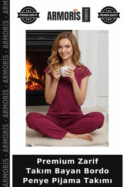 Armoris Premium Elegant Set: Burgundy Jersey Pajama Set