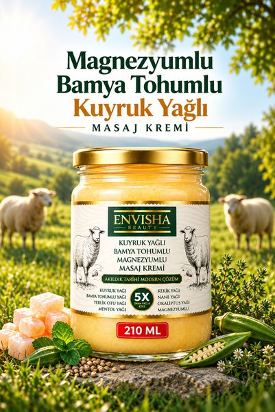 Envisha Beauty Kuyruk Yağı Kremi Bamya Tohumlu Masaj Kremi 210 GR