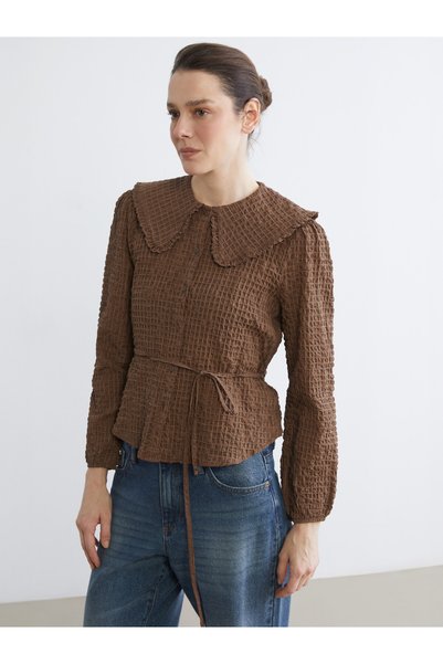 LC Waikiki TWO MT SHOP QUALITY LCWAIKIKI Classic Brown Peter Pan collar Plaid...
